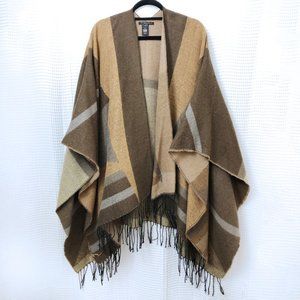 Geometric Oversized Open Poncho - ONE SIZE